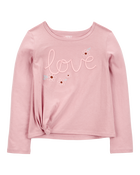 Kid Love Jersey Long-Sleeve Boxy Fit Tee - Pink, image 1 of 3 slides