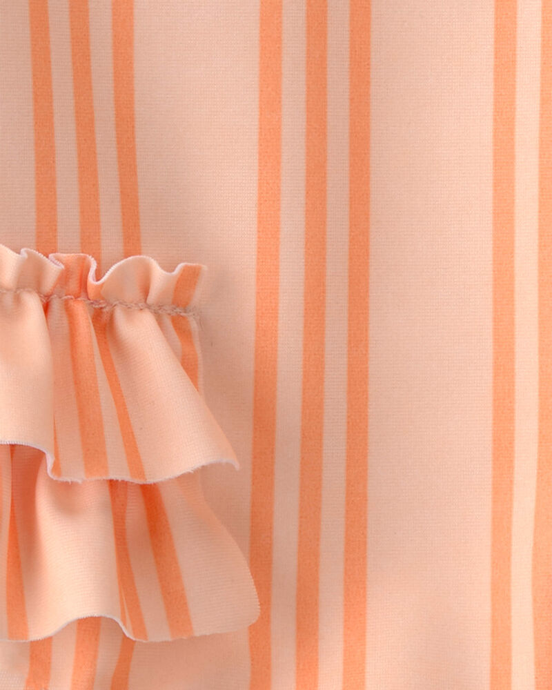 B&eacute;b&eacute; fille - Maillot de bain 1 pi&egrave;ce &agrave; manches longues, rayures - Orange, image 4 sur 4 diapositives