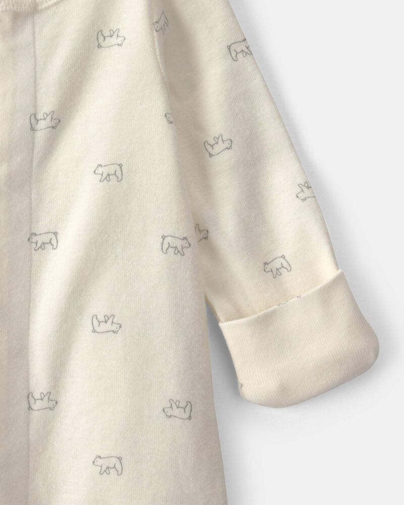 Baby Bear Long-Sleeve Sleeper Gown - Cream, image 2 of 5 slides