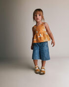 Toddler Girl Peplum Tank Top in Plant Print - Mustard Yellow, image 3 of 5 slides