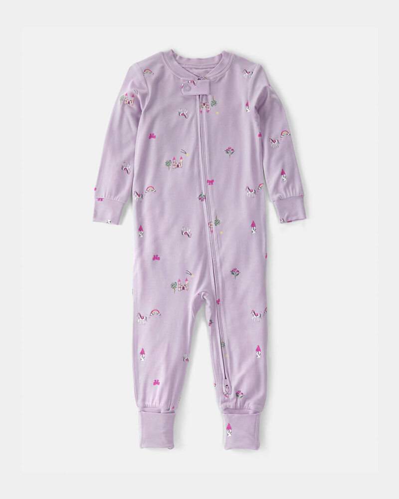 Baby Girl Fairytale PurelySoft 2-Way Zip 1-Piece Pyjama - Purple, image 1 of 7 slides