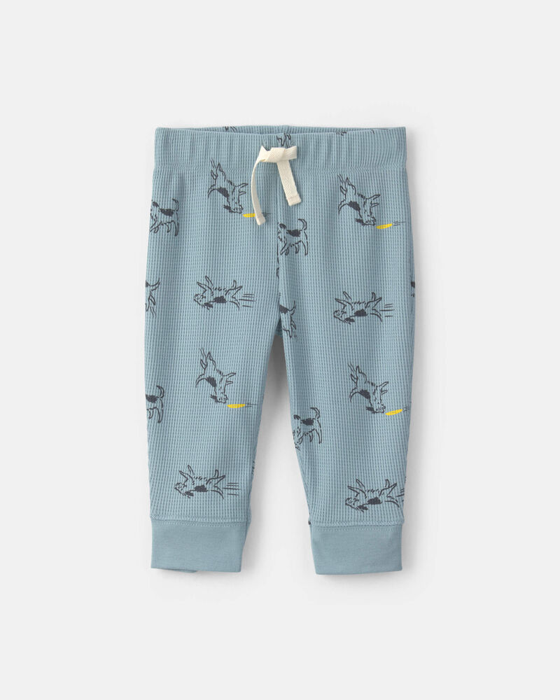 Baby Boy 2-Piece Dog Thermal Long-Sleeve Bodysuit & Pant Set - Blue, image 2 of 3 slides