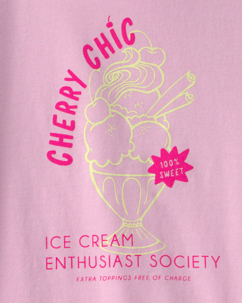Girls 'Cherry Chic' Ice Cream Graphic Tee - Pink, image 2 of 3 slides
