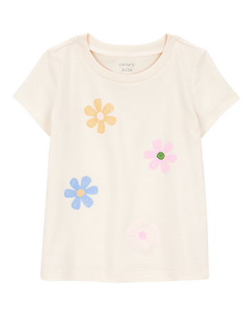 Toddler Flower Short-Sleeve Graphic Tee - Ivory, 