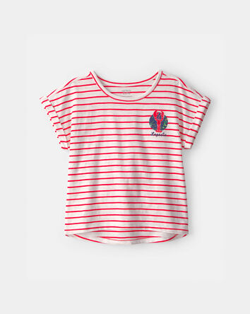 Girls Lobster Striped Top - Red/Ivory, 