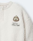 Toddler Let's Have Fun'  Sherpa Quarter-Zip Sweatshirt - Cream, image 6 of 6 slides