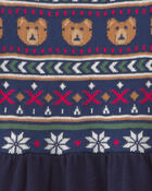 Toddler Girl Bear Fair Isle Long-Sleeve Dress - Navy Blue, image 3 of 4 slides
