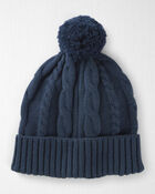 Toddler Organic Cotton Cable Knit Winter Hat, image 1 of 2 slides