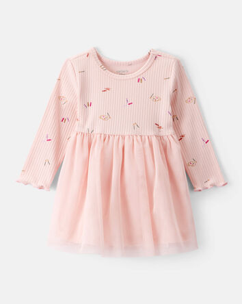 Bébé fille - Robe à manches longues à imprimé cœur - Rose, 