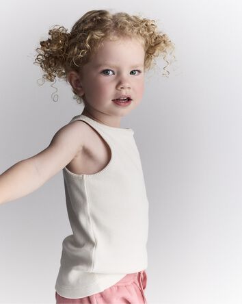 Toddler Girl Ribbed Tank Top - Cream, 