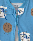 Baby Boy 1-Piece Milk & Cookies Snug Fit Pyjama - Blue, image 3 of 5 slides