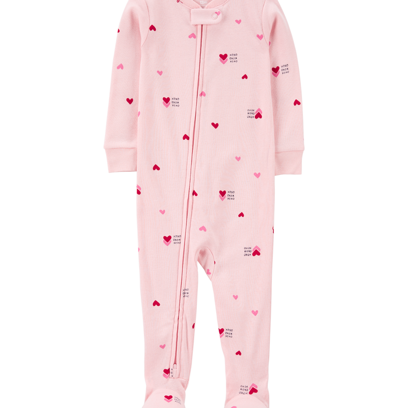Pink Baby Heart Print Valentine s Day Cotton 1 Piece Pyjamas Carter s Oshkosh Canada