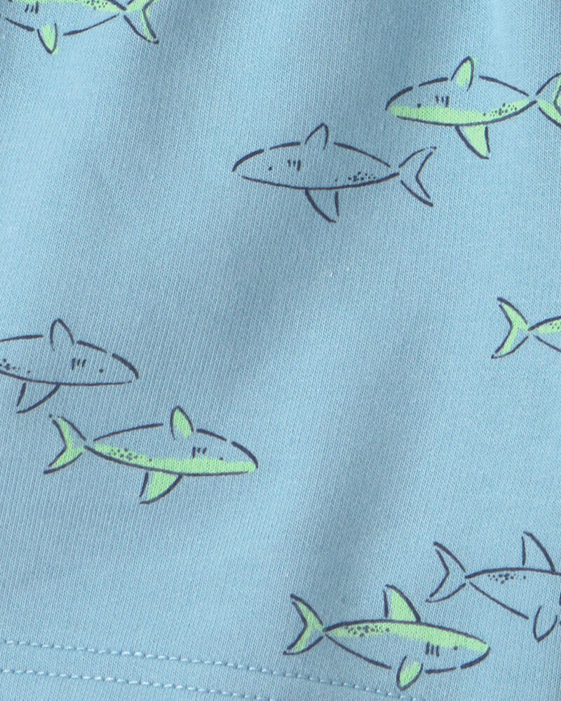 Toddler Boy 2-Piece Shark Top & Short Set - Blue, image 3 of 4 slides