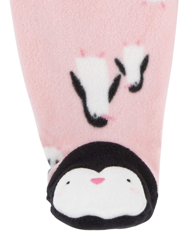 Baby Penguin Fleece Zip-Up Footie Sleeper Pyjamas, image 2 of 5 slides