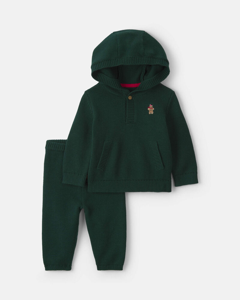 Baby Boy 2-Piece Gingerbread Long-Sleeve Top & Pant Set - Green, image 1 of 4 slides