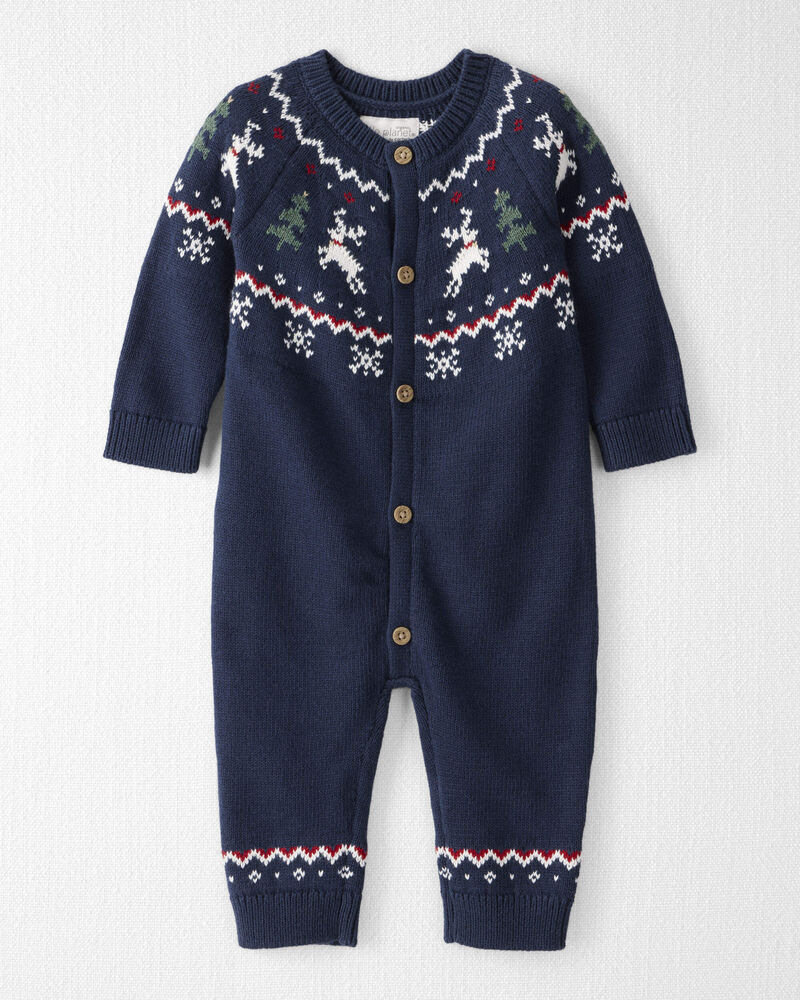B&eacute;b&eacute; - Combinaison en tricot de coton biologique motif jacquard, image 1 sur 3 diapositives