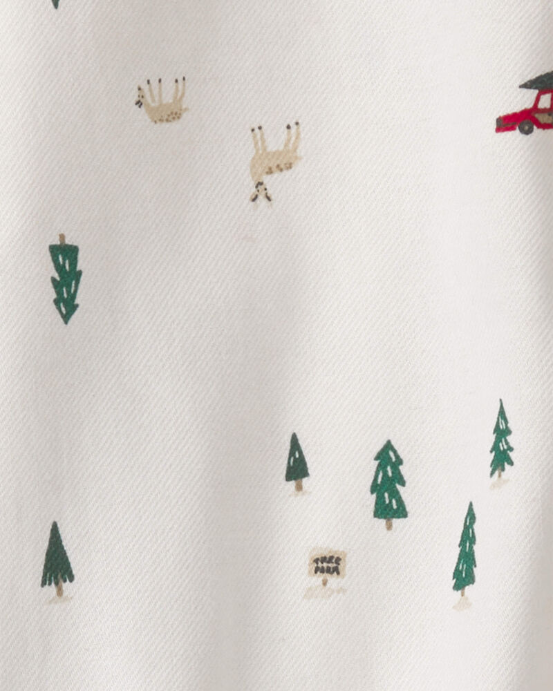 Baby Boy 2-Piece Christmas Twill Long-Sleeve Top & Pant Set - Cream/Green, image 3 of 5 slides