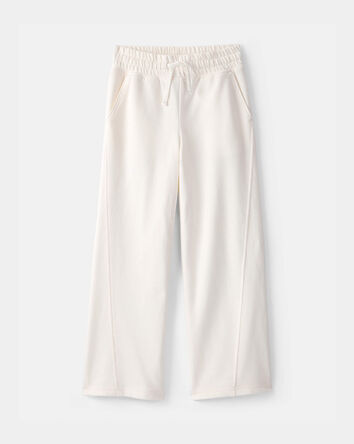 Girls French Terry Wide-Leg Pants - Ivory, 