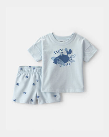 Baby Boy 2-Piece Crab Short-Sleeve Top & Short Set - Blue, 