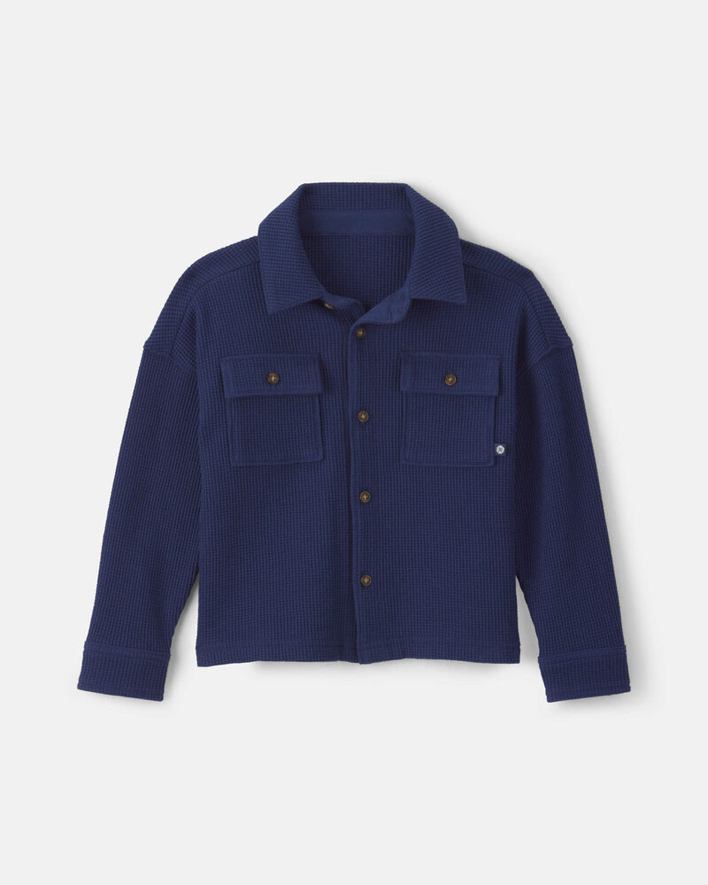 Chemise boutonn&eacute;e isotherme &agrave; manches longues pour tout-petit - Bleu marine, image 1 sur 2 diapositives