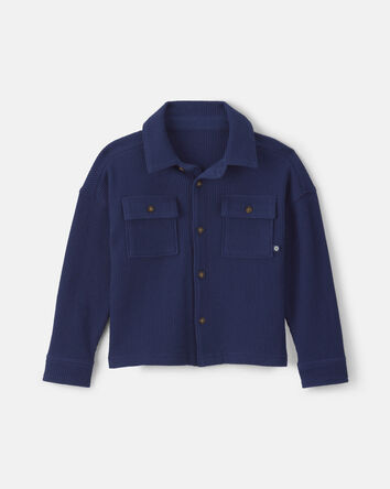Toddler Boy Thermal Long-Sleeve Button-Down Shirt - Navy Blue, 