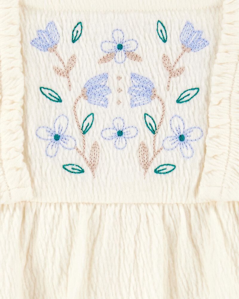 Baby Floral Flutter Bodysuit Dress - Ivory, image 3 of 4 slides
