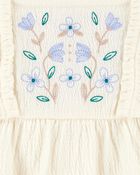 Baby Floral Flutter Bodysuit Dress - Ivory, image 3 of 4 slides