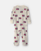 Toddler Boy 1-Piece Firetrucks Thermal Snug Fit Pyjama - Cream, image 2 of 4 slides