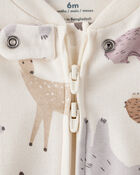 Baby Girl Fox Print 100% Cotton Long-Sleeve Sleeper - Ivory, image 2 of 4 slides