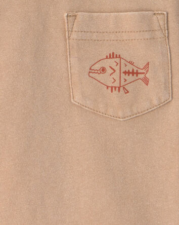 B&eacute;b&eacute; gar&ccedil;on - T-shirt &agrave; imprim&eacute; de poisson sur la poche - Brun , 