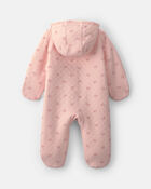 B&eacute;b&eacute; fille - Combinaison manches longues en molleton teddy &agrave; motif mouton - Rose, image 2 sur 3 diapositives