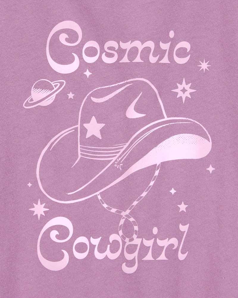 Kid Cosmic Cowgirl Short-Sleeve Graphic Tee - Purple, image 2 of 3 slides