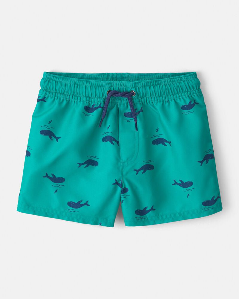 Toddler Boy Whale Swim Trunks - Teal, image 1 of 4 slides