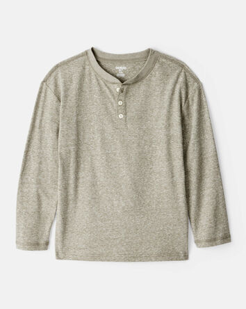 Garçons - T-shirt Henley à manches longues - Vert, 