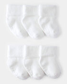 B&eacute;b&eacute; - 6 paires de chaussons &agrave; revers pli&eacute;s, image 1 sur 2 diapositives