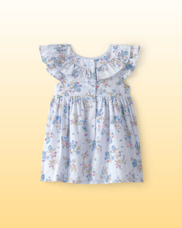 Baby Girl Disney&copy; Winnie the Pooh Floral Dress with Ruffle Neckline - Blue, 