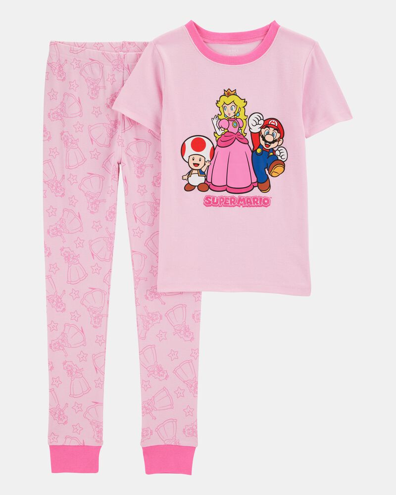 Girls Super Mario Bros&trade; Snug Fit Cotton 2-Piece Pyjamas - Pink, image 1 of 3 slides