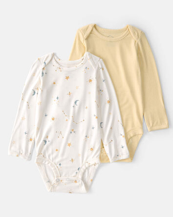 Baby 2-Pack Constellation Multipack Bodysuits - Yellow/Ivory, 