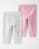 Bébé fille - Emballage de 2 pantalons de jogging en coton biologique Grow-With-Me, image 2 sur 7 diapositives
