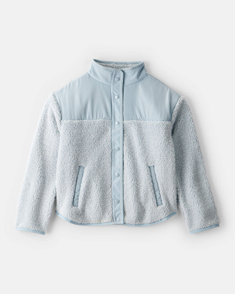 Girls Long-Sleeve Sherpa Jacket - Blue, image 1 of 3 slides