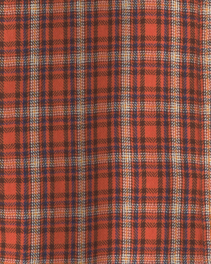Boys Plaid Long-Sleeve Button-Down Shirt - Orange, image 2 of 3 slides