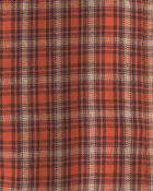 Boys Plaid Long-Sleeve Button-Down Shirt - Orange, image 2 of 3 slides