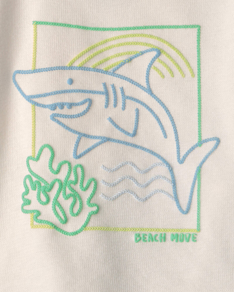 Baby Boy 3-Piece Shark Top, Bodysuit & Short Set - Green/Ivory, image 4 of 6 slides