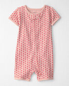 B&eacute;b&eacute; fille - Pyjama 1 pi&egrave;ce en coton biologique &agrave; motif rose floral, image 1 sur 4 diapositives