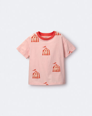 Toddler Girl Relaxed Graphic Tee in Big Top Print - Light Pink, 