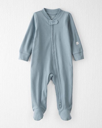 Baby Organic Cotton Sleeper Pyjamas in Blue, 