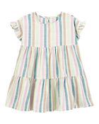 Tout-petit Robe volantée en lin à rayures, image 1 sur 4 diapositives