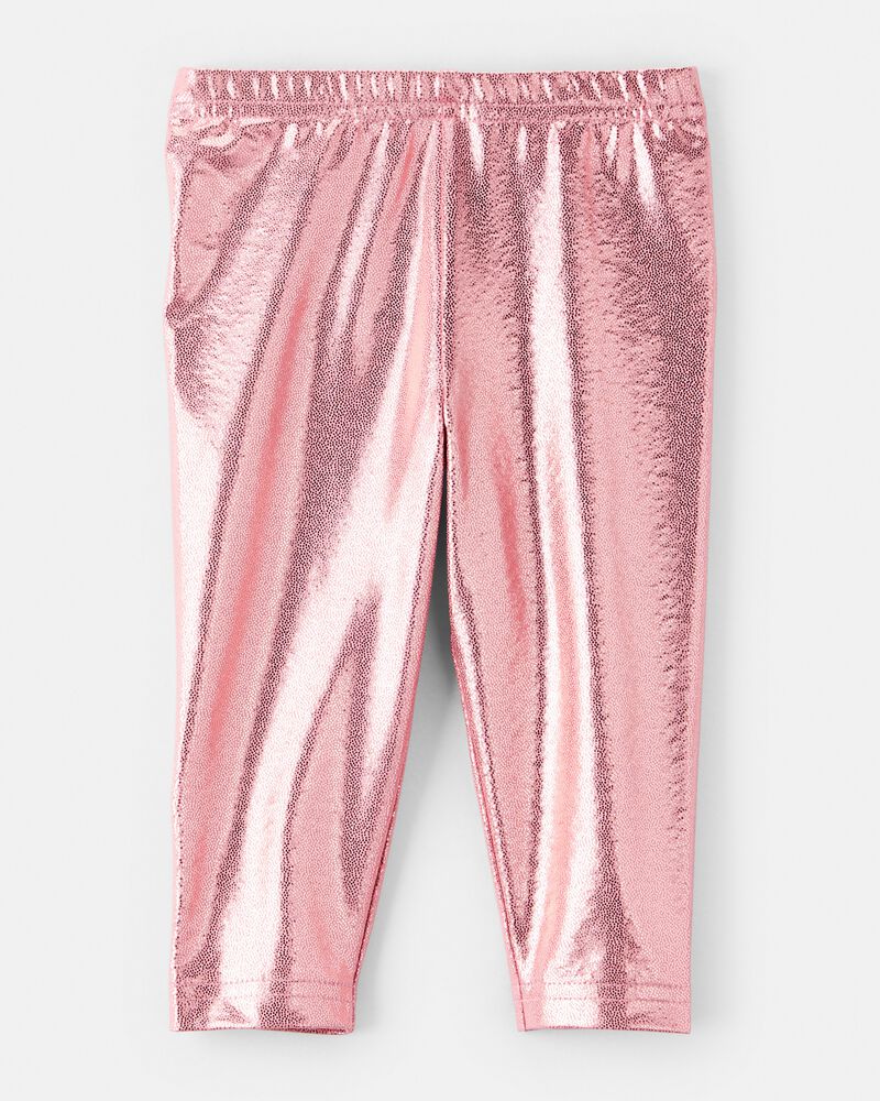Baby Girl Pull-On Stretch Metallic Leggings - Pink, image 2 of 4 slides