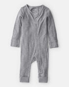 Baby Boy Solid PurelySoft Long-Sleeve 2-Way Zip Sleeper - Grey, image 1 of 8 slides