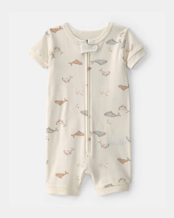 Toddler Whale 100% Cotton 1-Piece Pyjama - Ivory, 